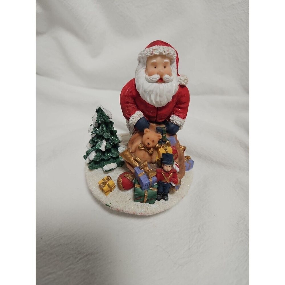 Santa Claus Figure Christmas Holiday Glass Jar Lid Cover Candle‎ Topper